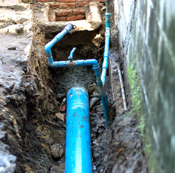 newly installed drainage system