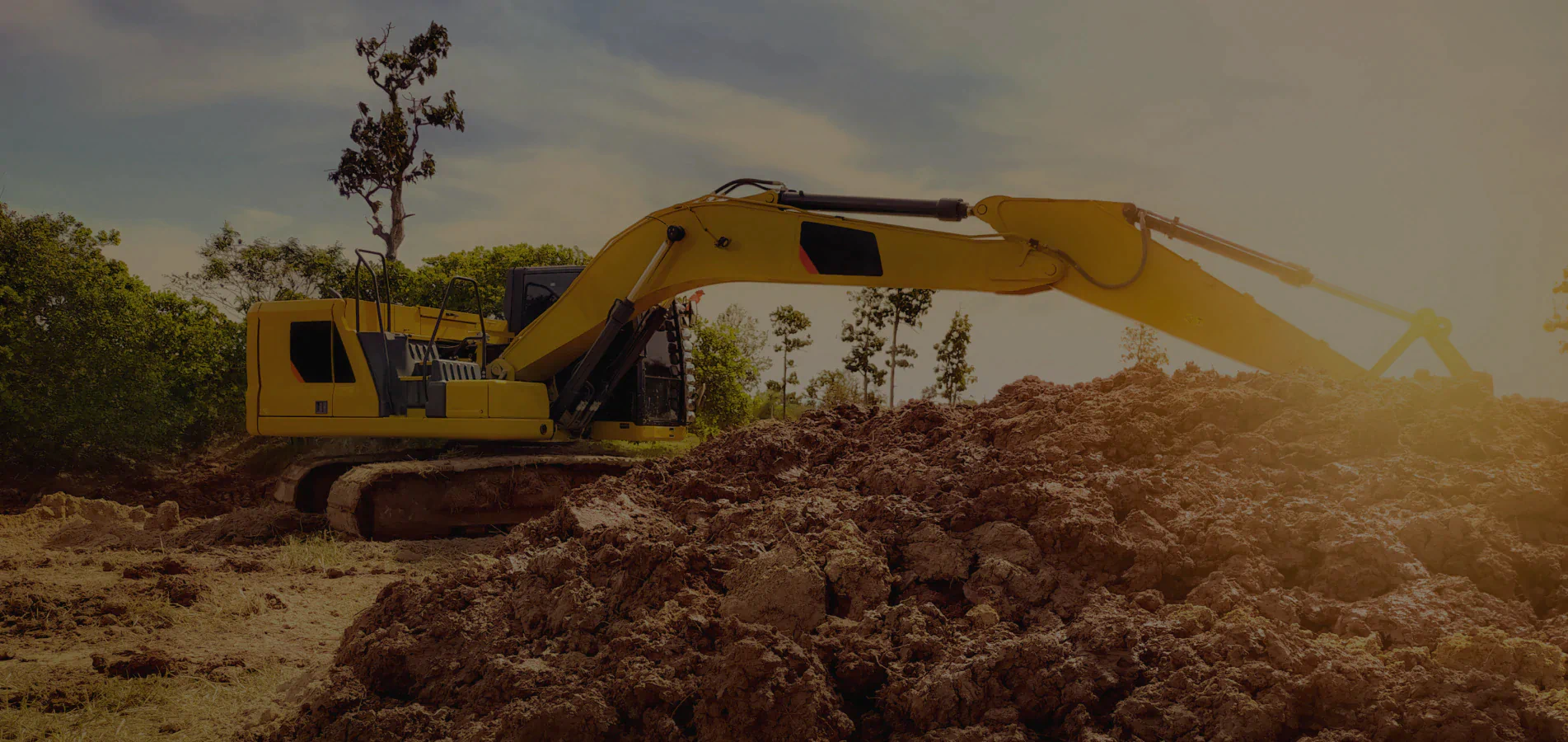 site work of excavator digging soil at construction site arlington wa